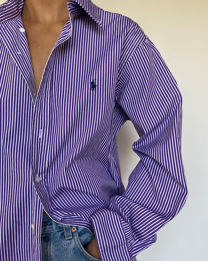 VINTAGE STRIPED PURPLE RALPH LAUREN SHIRT