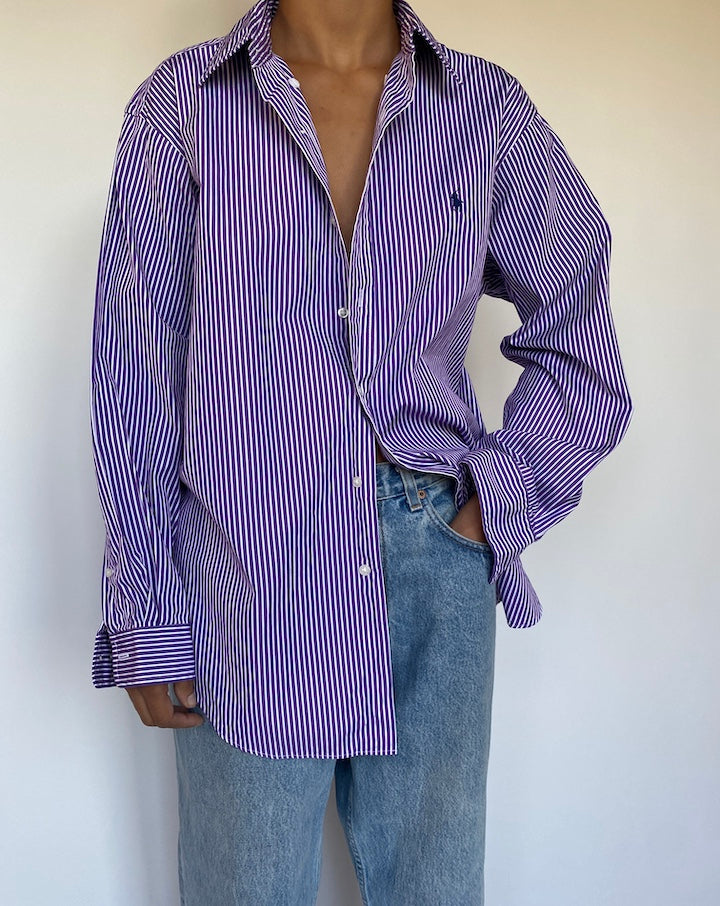 VINTAGE STRIPED PURPLE RALPH LAUREN SHIRT