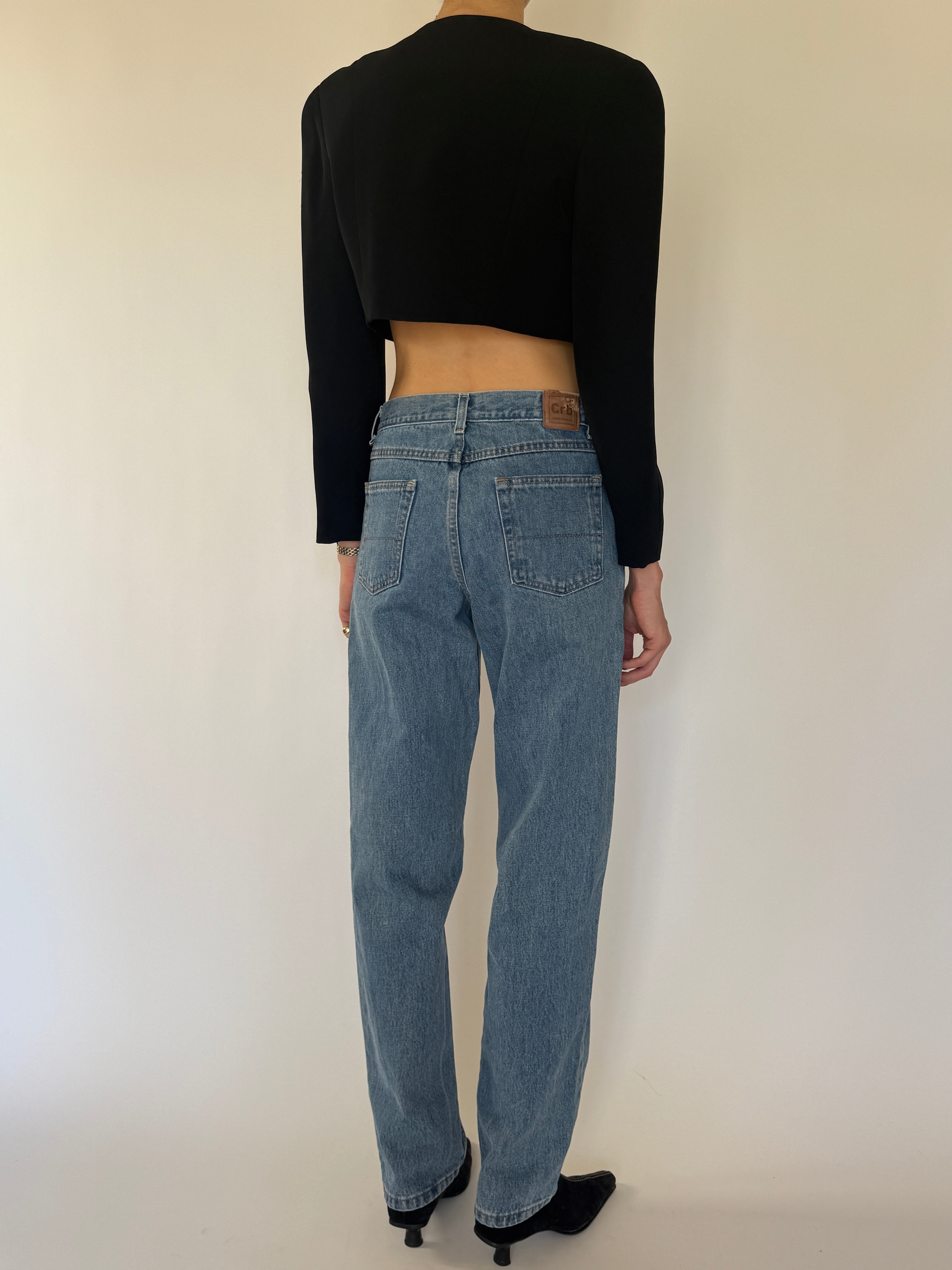 Vintage black cropped blazer back view