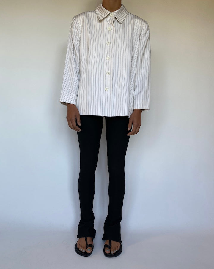 VINTAGE OVERSIZED STRIPED WHITE BLAZER 1551