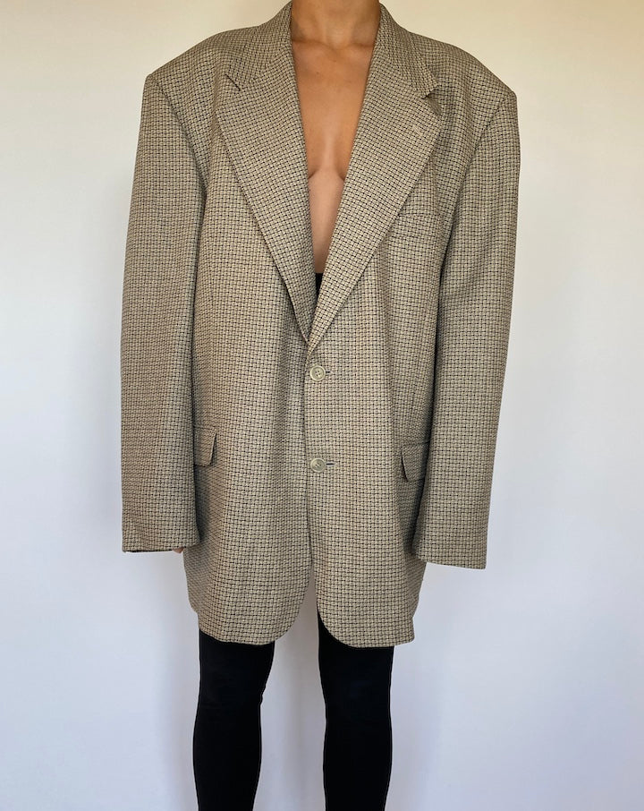 VINTAGE OVERSIZED WOOL AND LINEN BLENDED BLAZER 1553