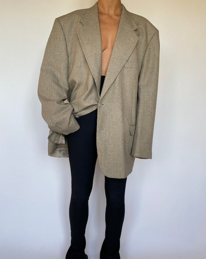 VINTAGE OVERSIZED WOOL AND LINEN BLENDED BLAZER 1553