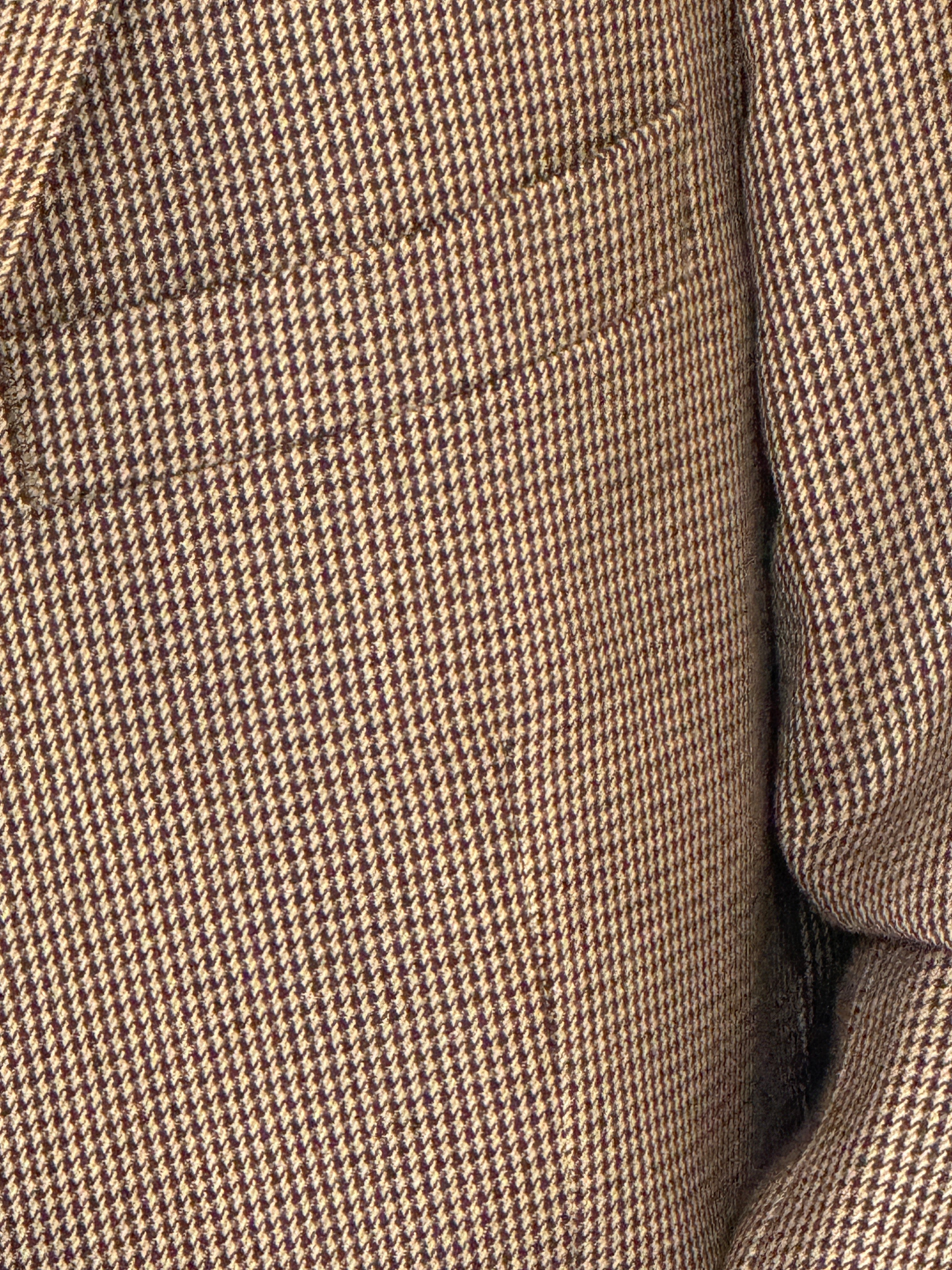 Vintage brown micro check blazer close-up detail