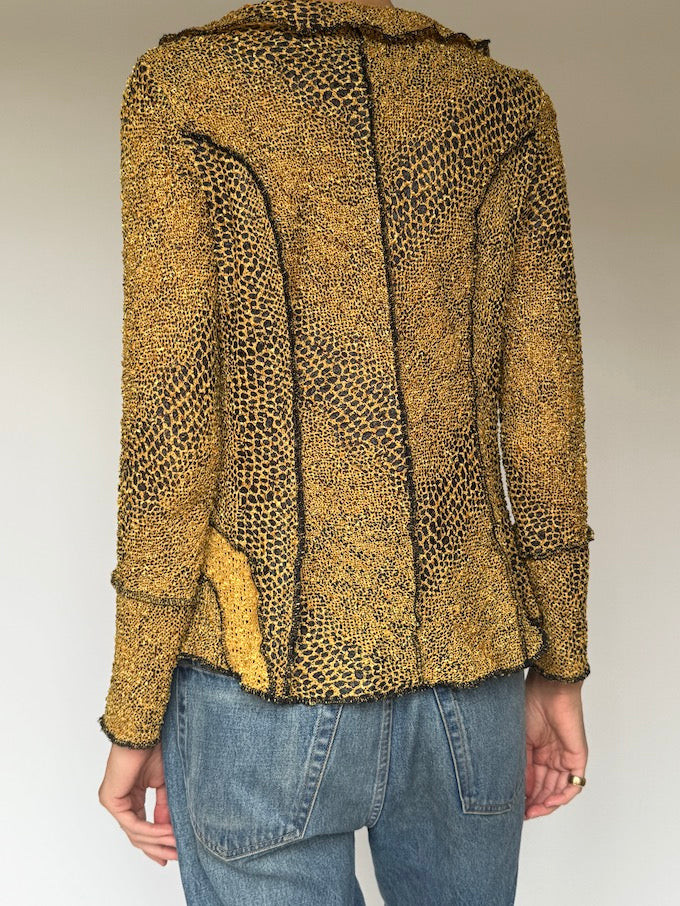 Vintage leopard print ruffle jacket top 6142
