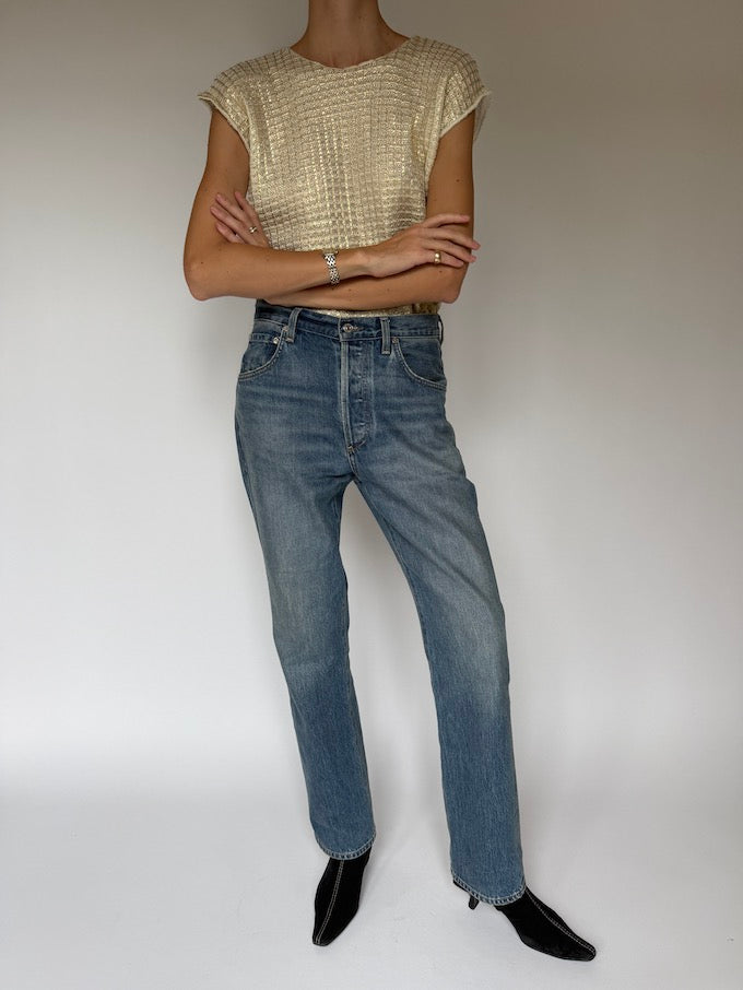 Vintage Gold Knit Sleeveless Top 6368