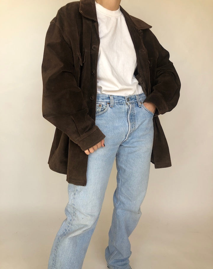 VINTAGE OVERSIZED BROWN SUEDE LEATHER JACKET 375