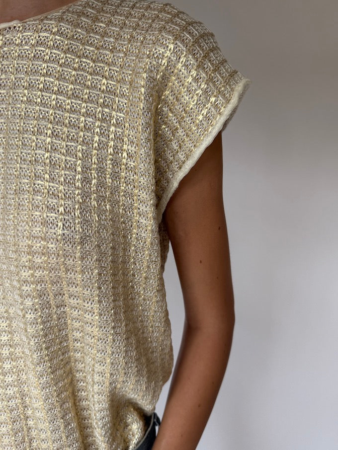 Vintage Gold Knit Sleeveless Top 6368