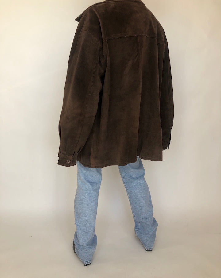 VINTAGE OVERSIZED BROWN SUEDE LEATHER JACKET 375