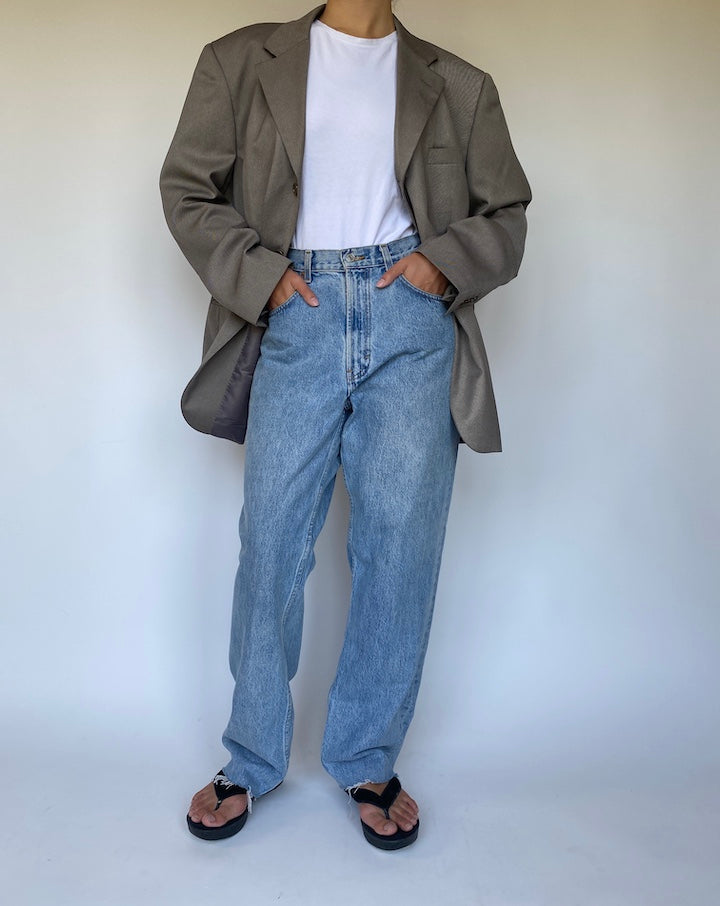 VINTAGE OVERSIZED GREY SINGLE BREASTED BLAZER 3343