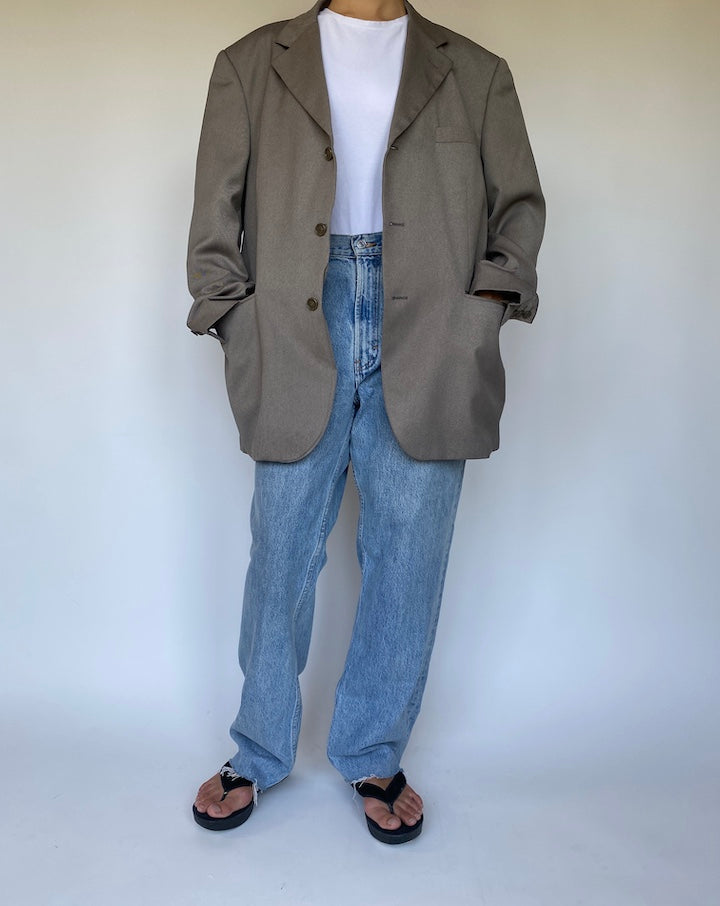 VINTAGE OVERSIZED GREY SINGLE BREASTED BLAZER 3343
