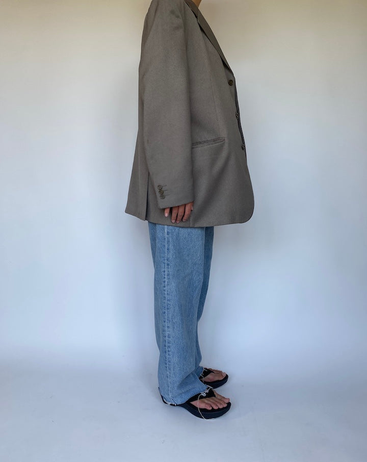 VINTAGE OVERSIZED GREY SINGLE BREASTED BLAZER 3343