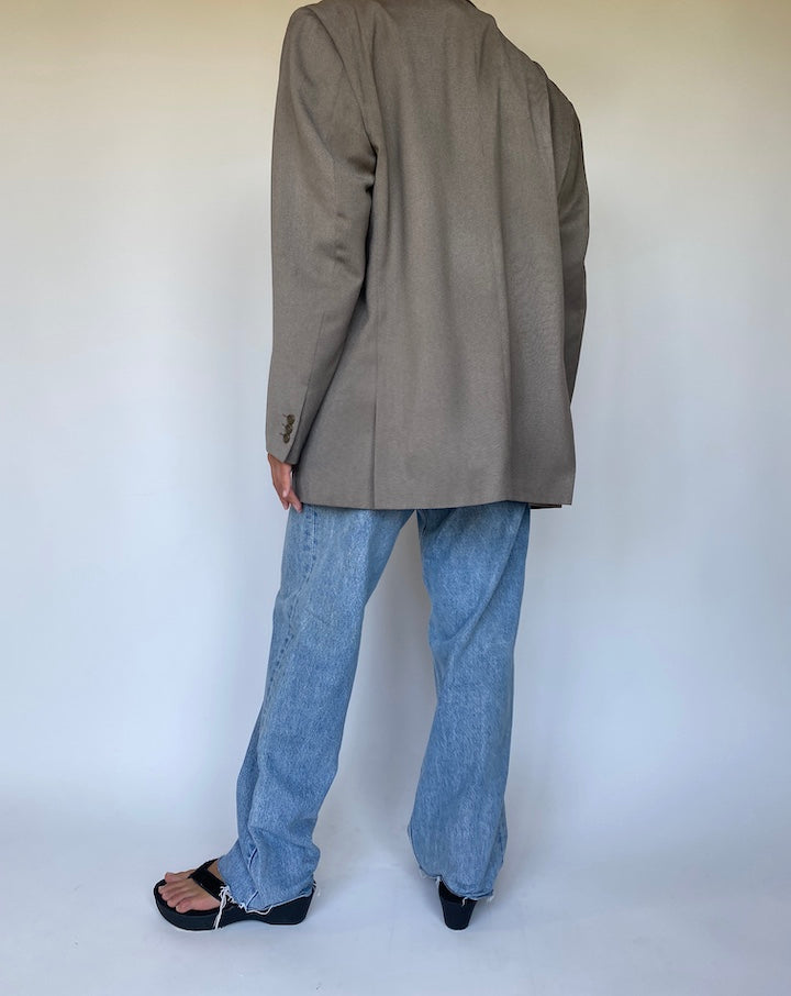 VINTAGE OVERSIZED GREY SINGLE BREASTED BLAZER 3343