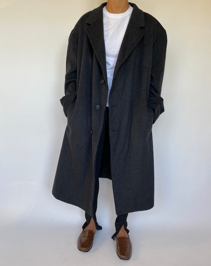 VINTAGE OVERSIZED DARK GREY COAT 1563