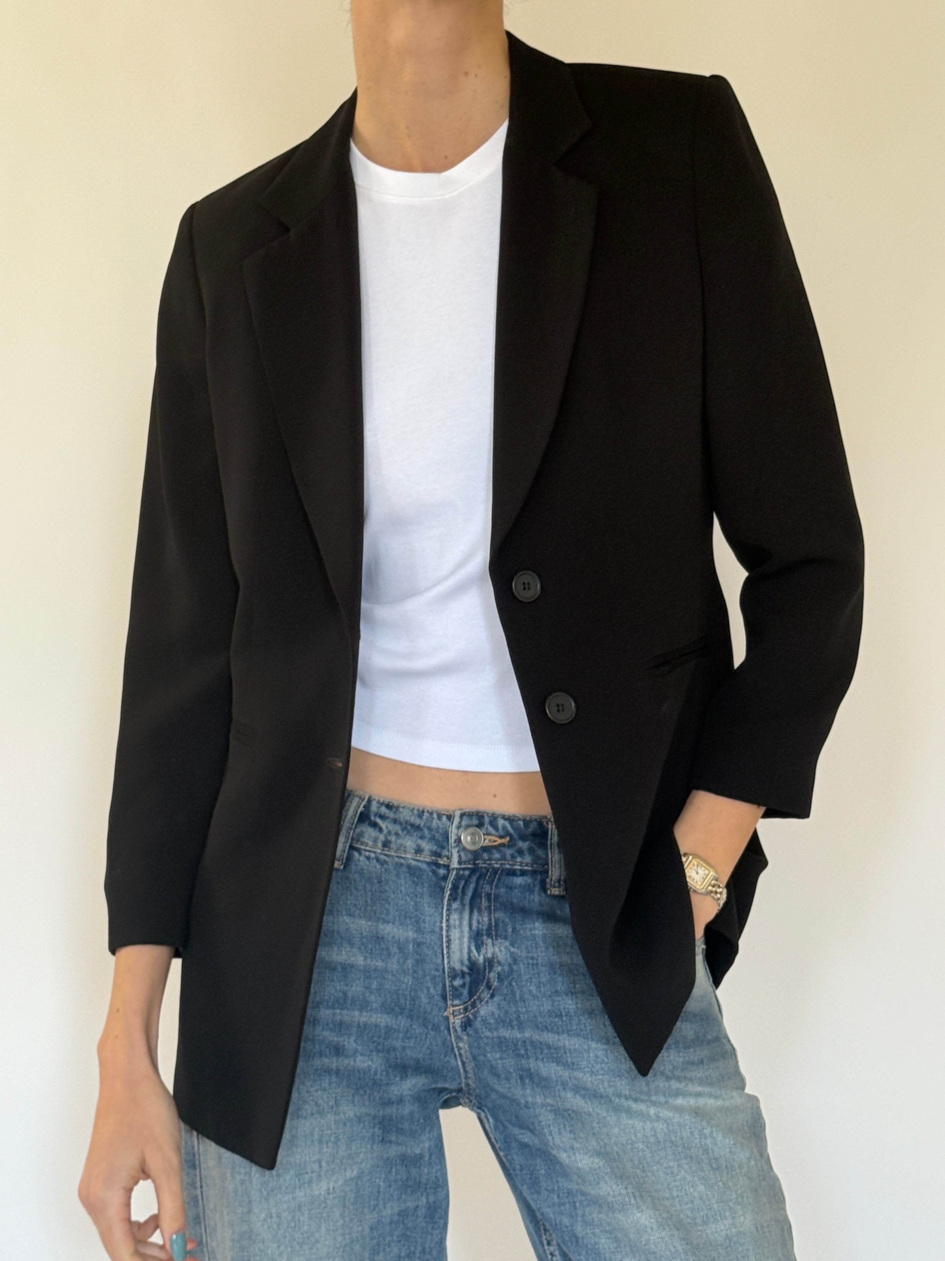 Vintage classic black blazer front view