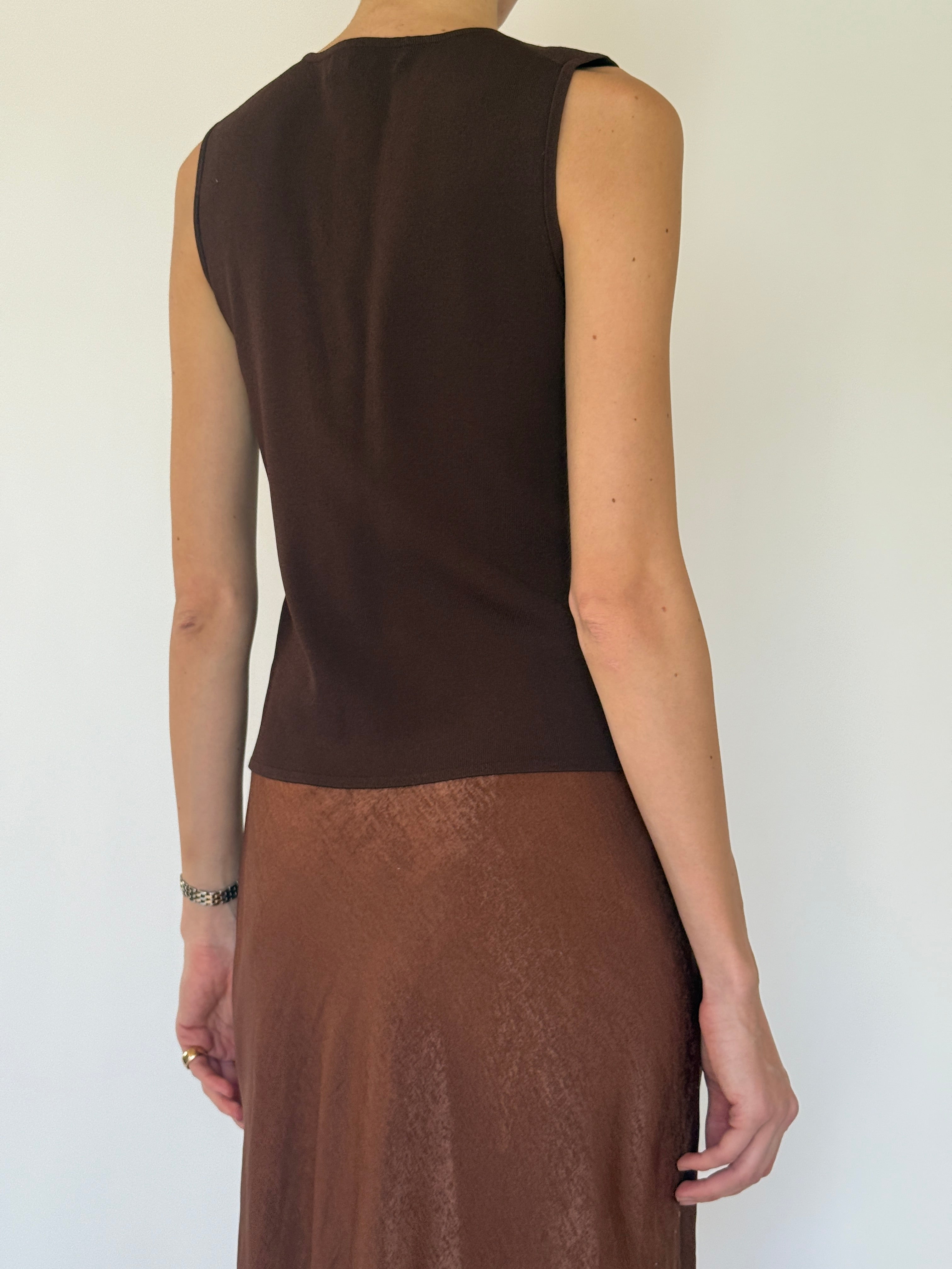 Vintage brown sleeveless top back view