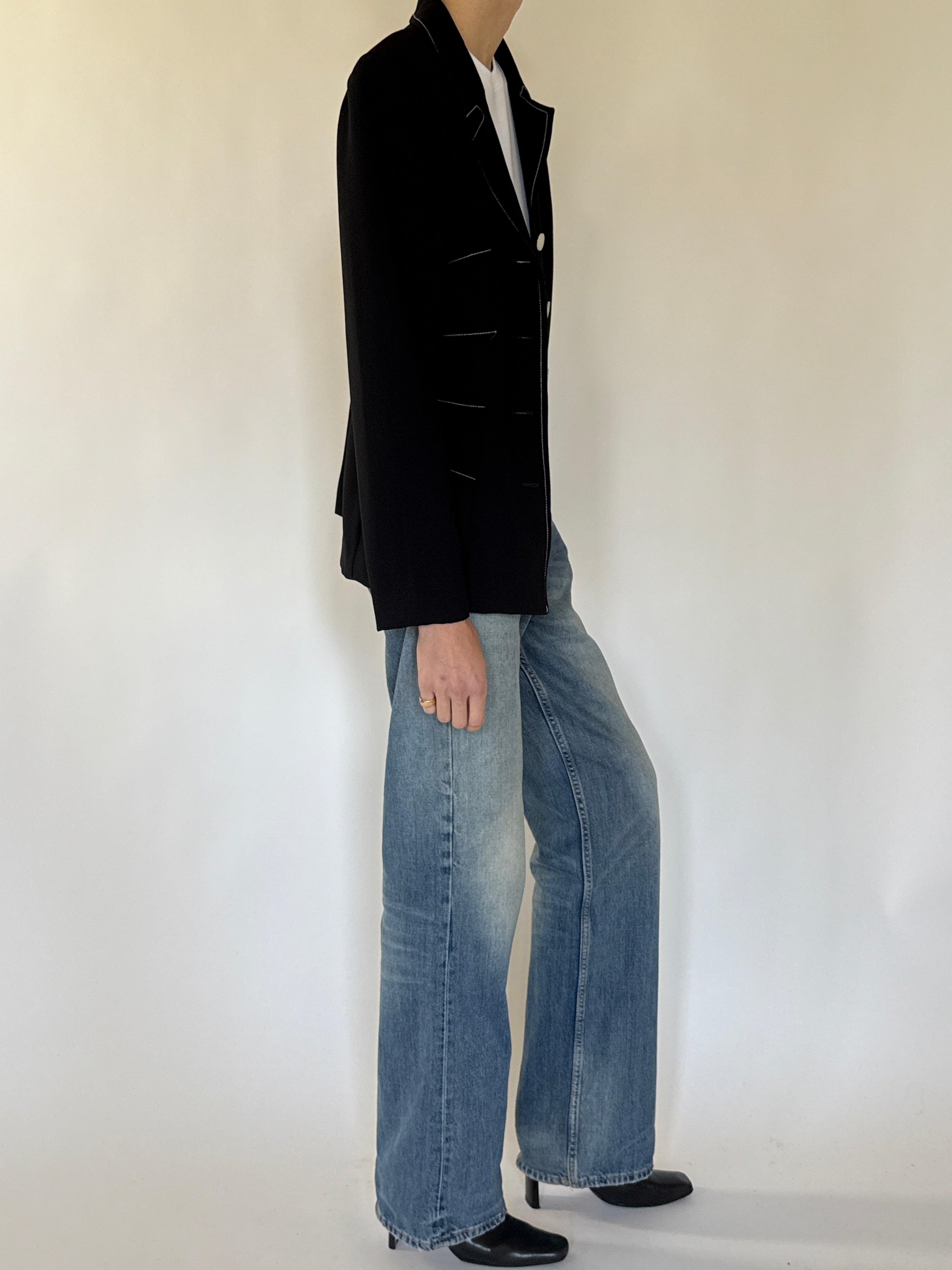 Vintage black blazer side view