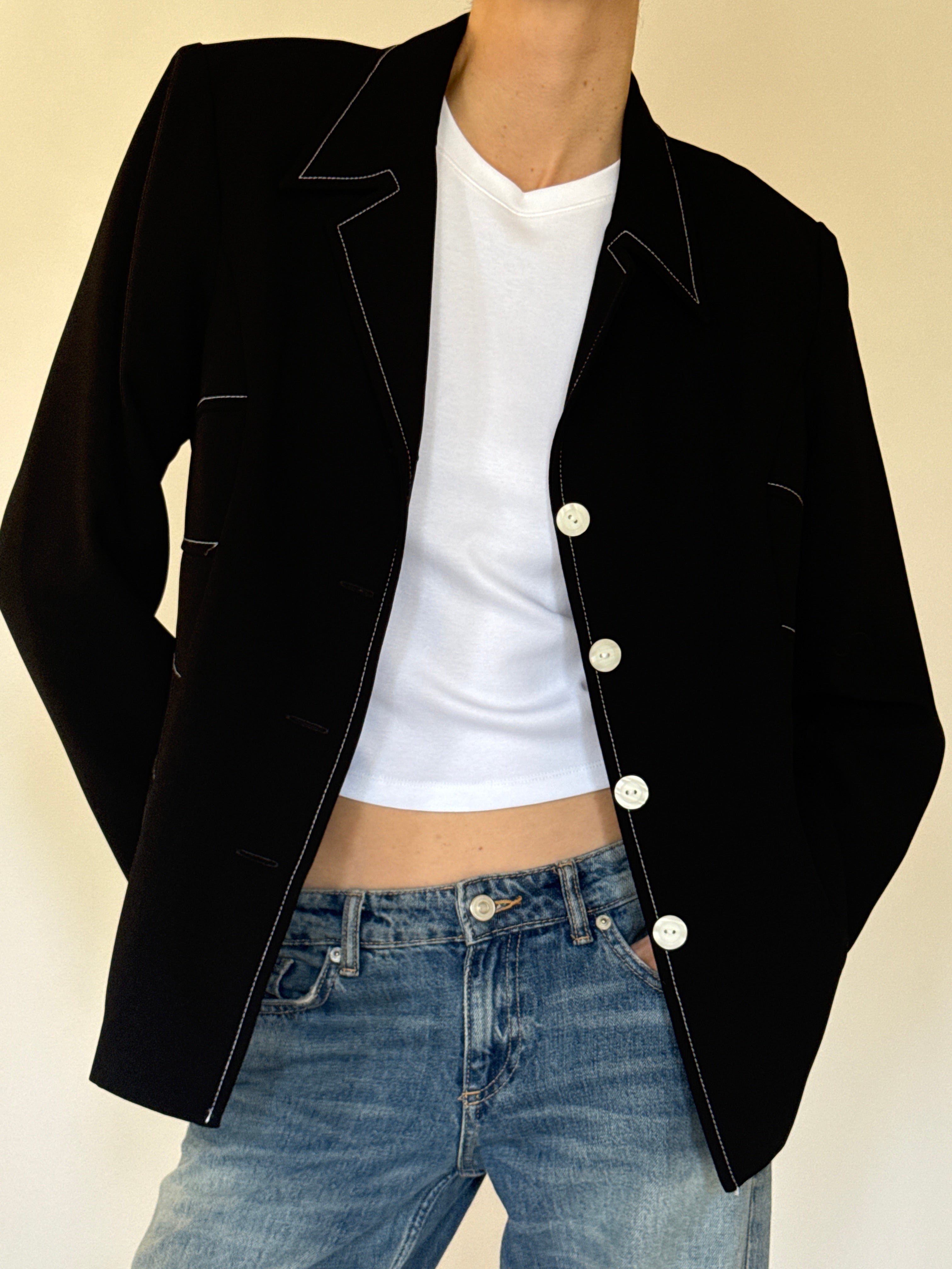 Vintage black blazer front view