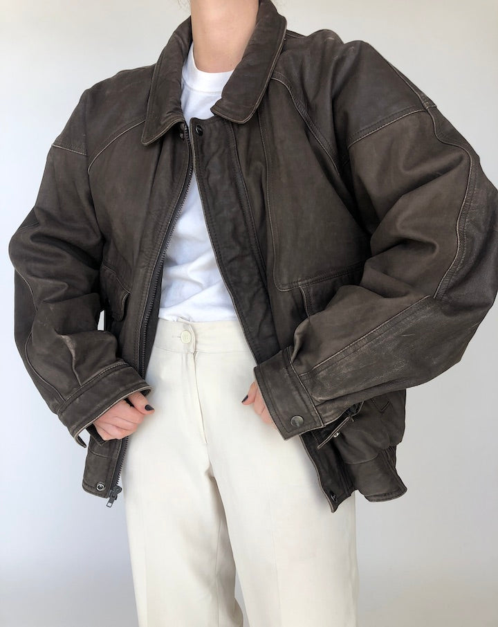 VINTAGE BOXY LEATHER JACKET 379