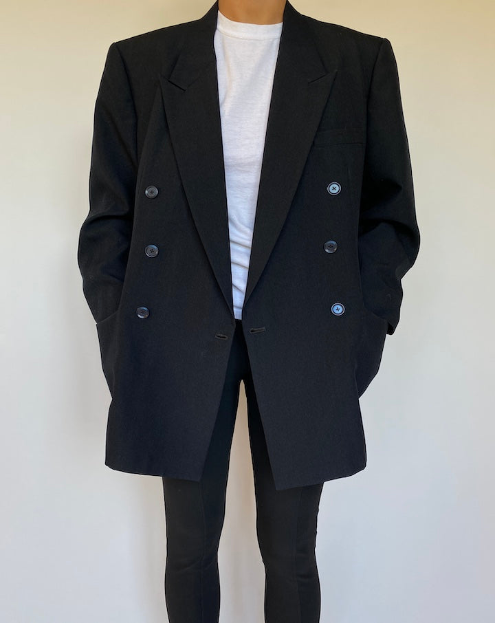 VINTAGE CHARCOAL DOUBLE BREASTED BLAZER 1567
