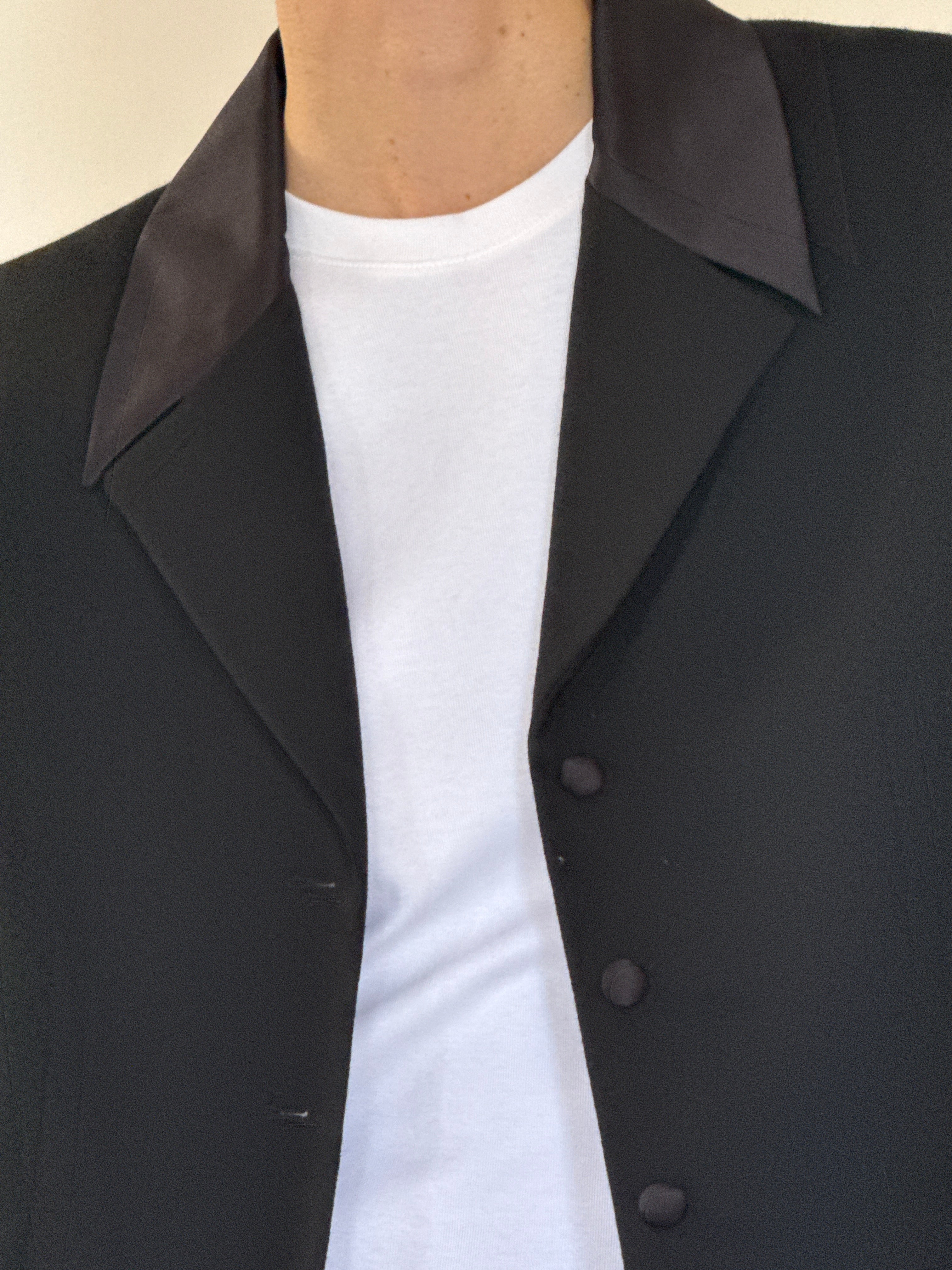 Vintage satin lapel blazer close-up detail