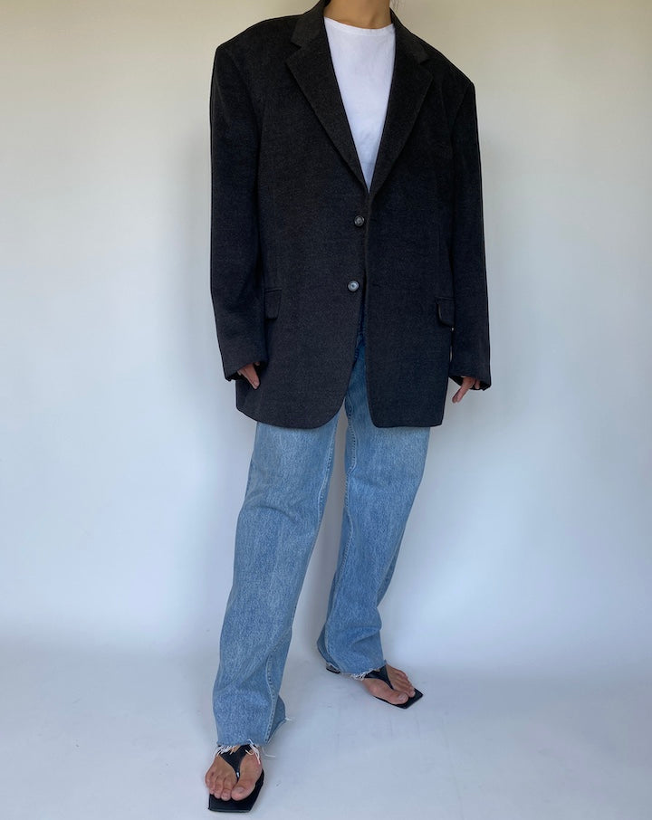 VINTAGE DARK GREY OVERSIZED BLAZER 3348