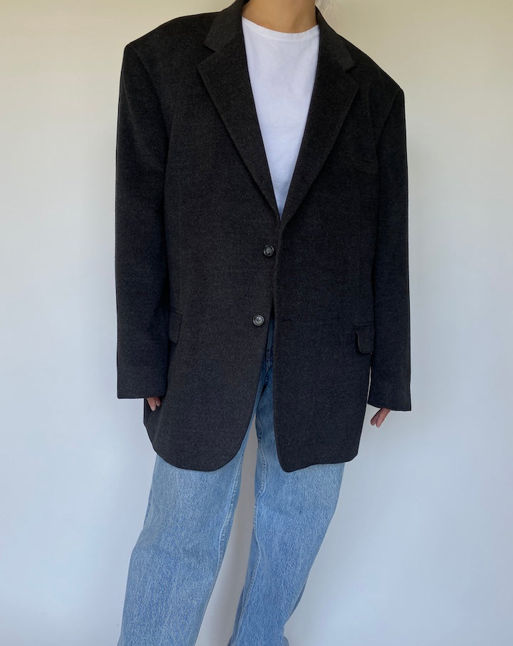 VINTAGE DARK GREY OVERSIZED BLAZER 3348