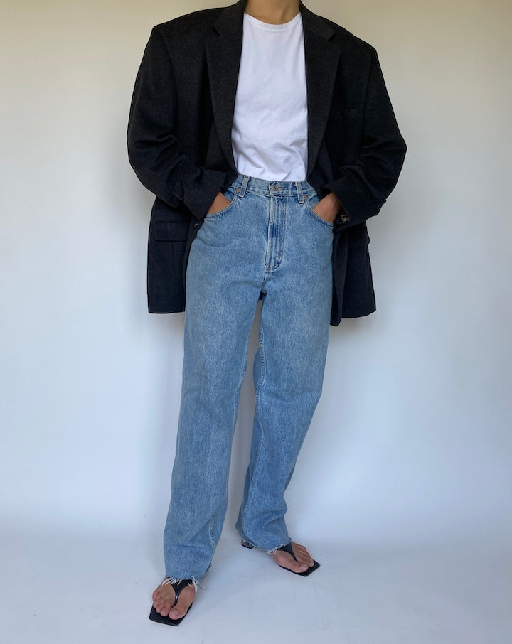 VINTAGE DARK GREY OVERSIZED BLAZER 3348