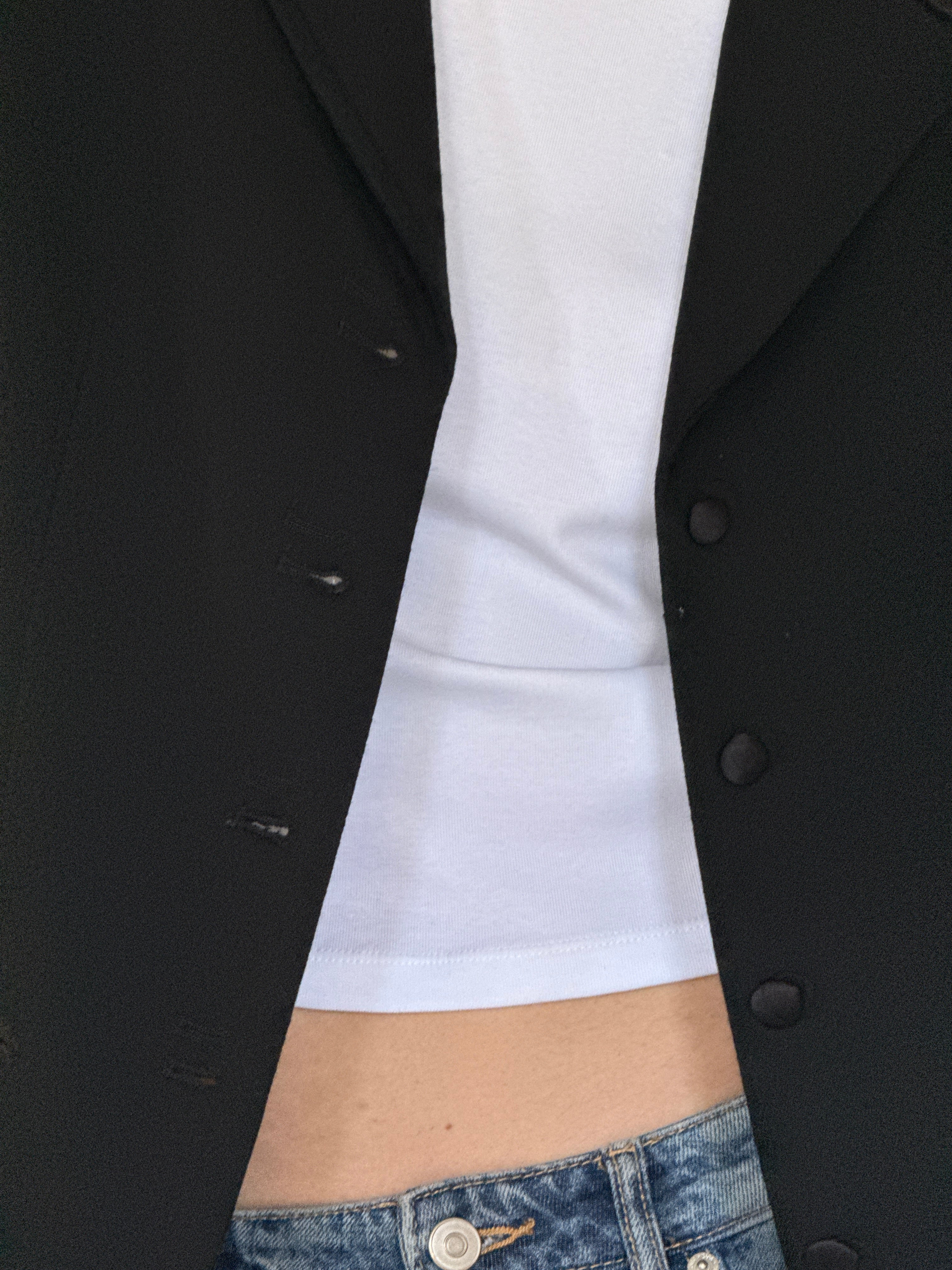Vintage black blazer satin button detail