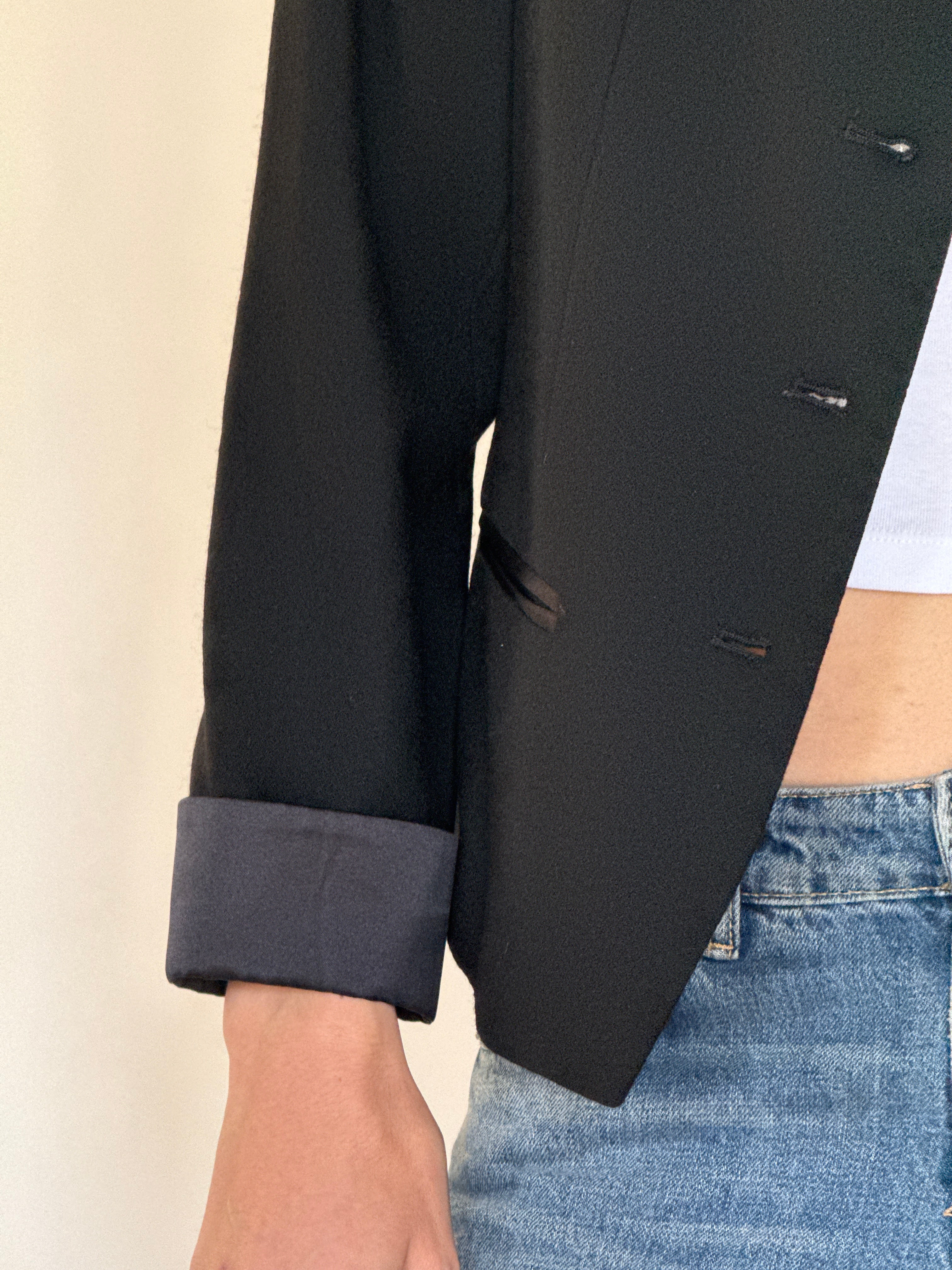 Vintage black blazer sleeve and cuff detail
