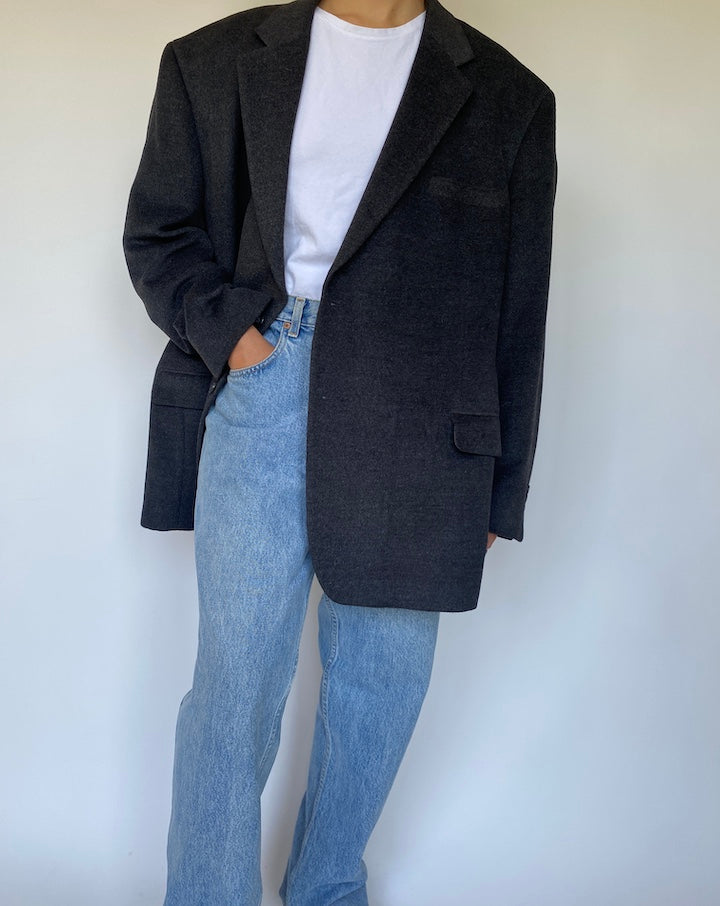 VINTAGE DARK GREY OVERSIZED BLAZER 3348