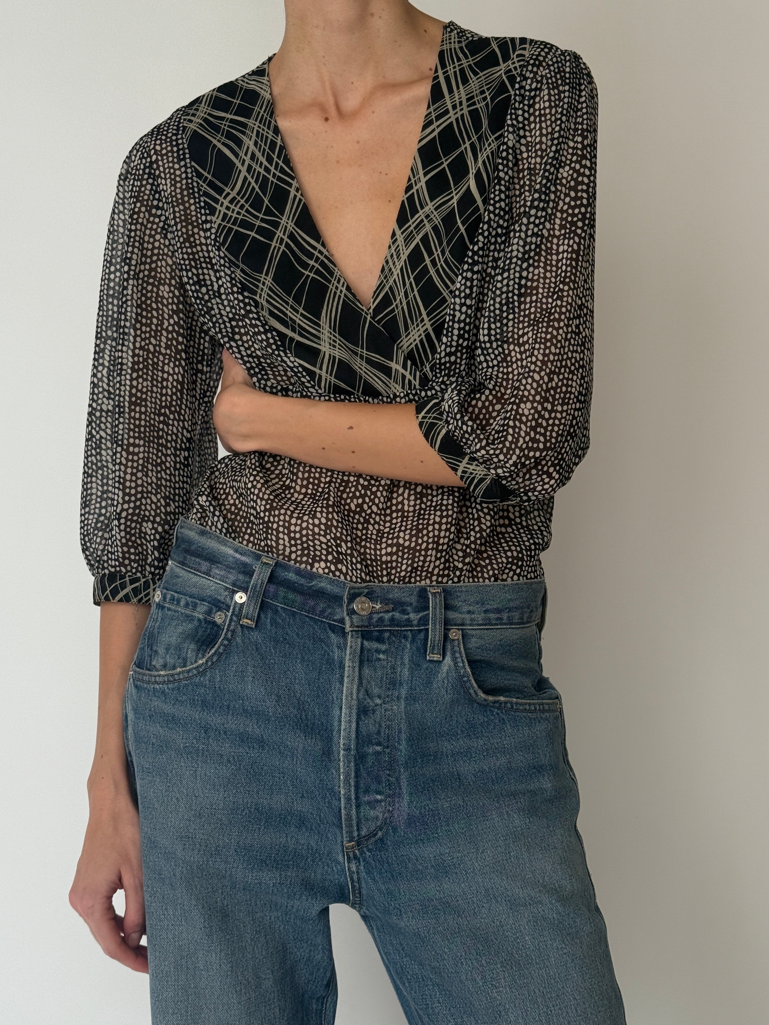 Vintage Polka Dot Blouse 7106