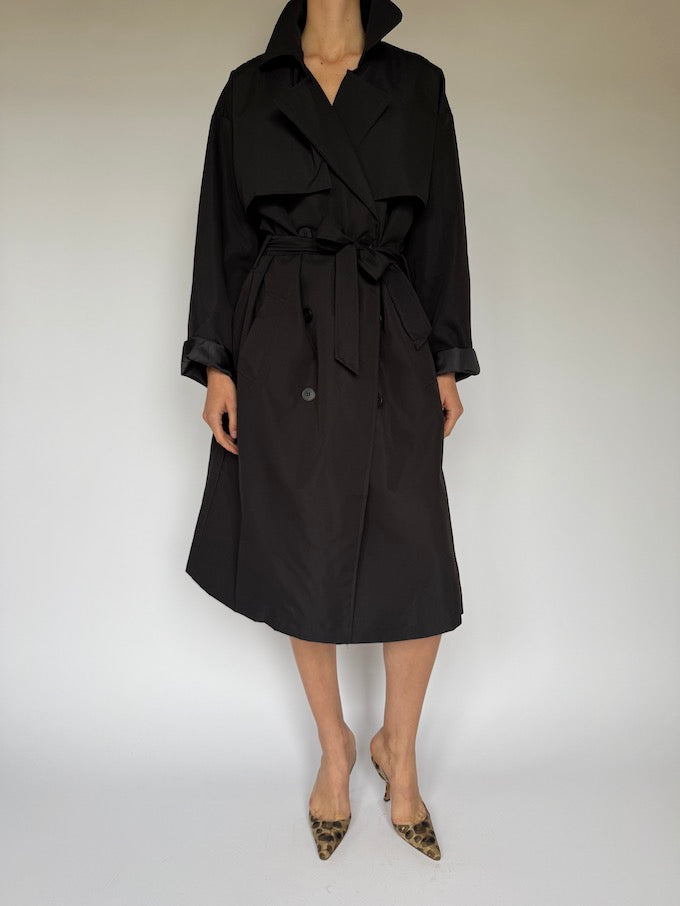 Vintage Trench Coat Black 6007
