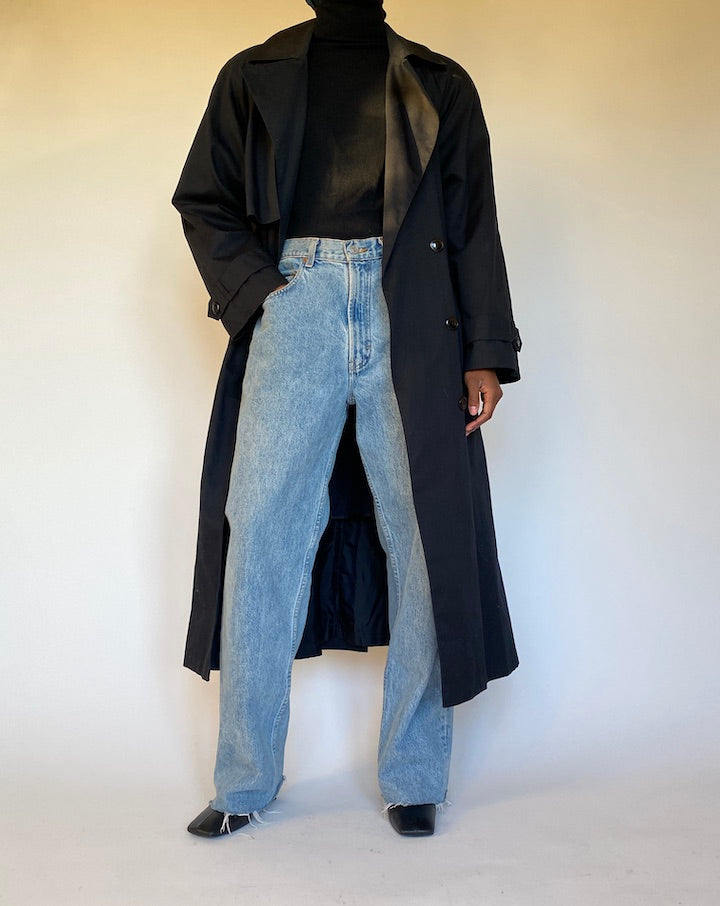 VINTAGE OVERSIZED LONG BLACK COAT 4308