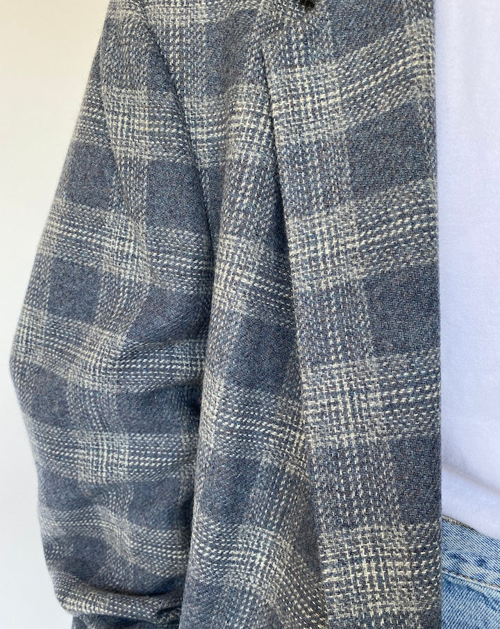 VINTAGE OVERSIZED CHECKED WOOL BLAZER 3350