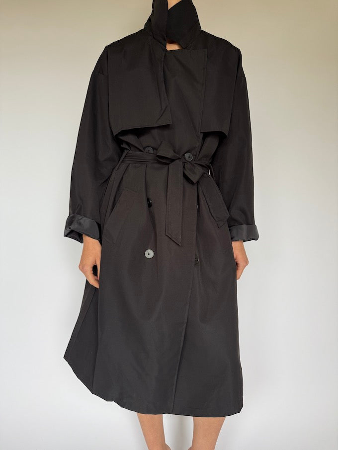 Vintage Trench Coat Black 6007