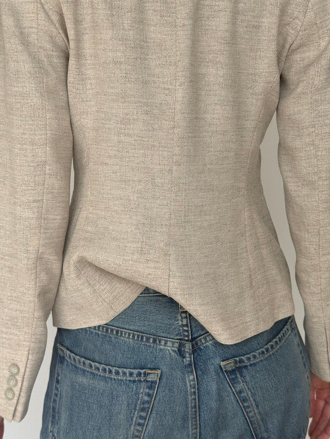 Vintage Blazer with A Tailored Waist Beige 6161