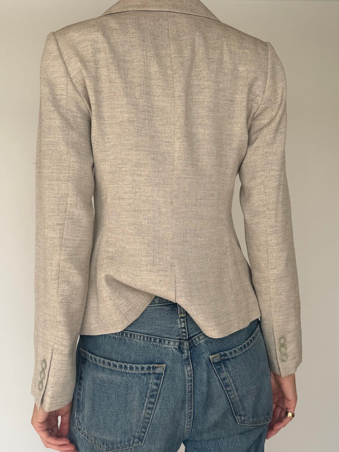 Vintage Blazer with A Tailored Waist Beige 6161