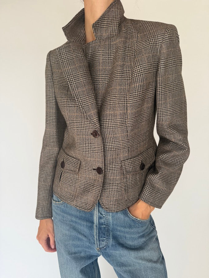 Vintage tailored plaid wool blazer 6070