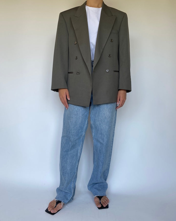 VINTAGE DOULE BREASTED WOOL BLAZER 3352