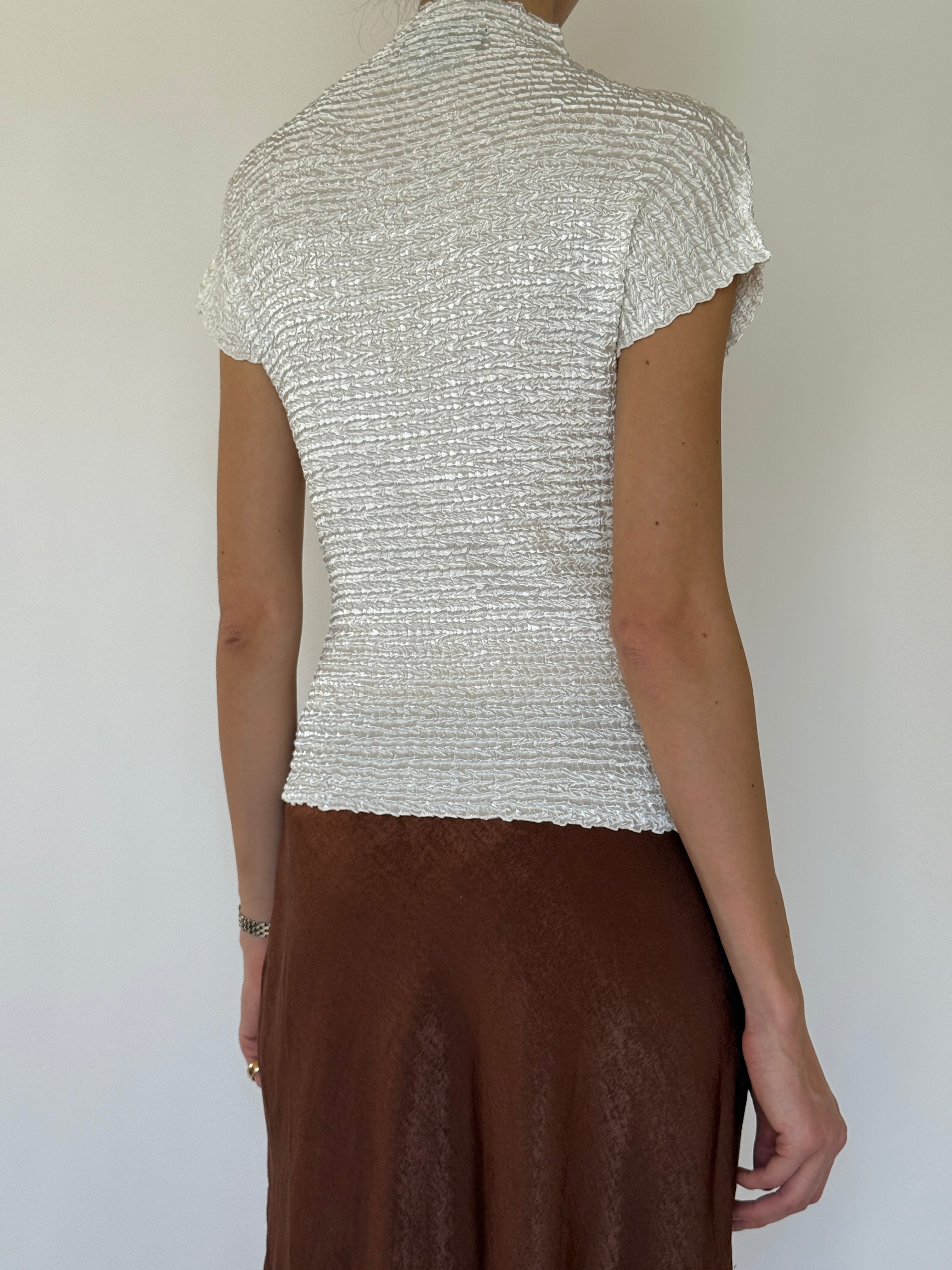Vintage ivory textured top back view