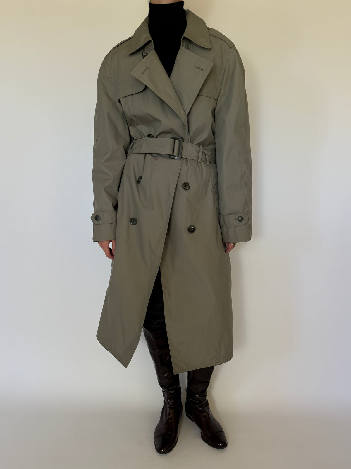 Vintage Double-Breasted Trench Coat Sage 7564