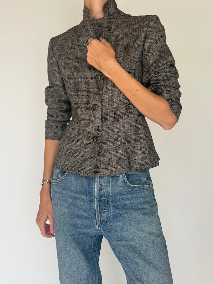 Vintage Checked Fitted Blazer 5868