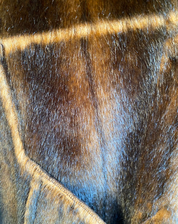 VINTAGE LONG BROWN FAUX FUR COAT 4309