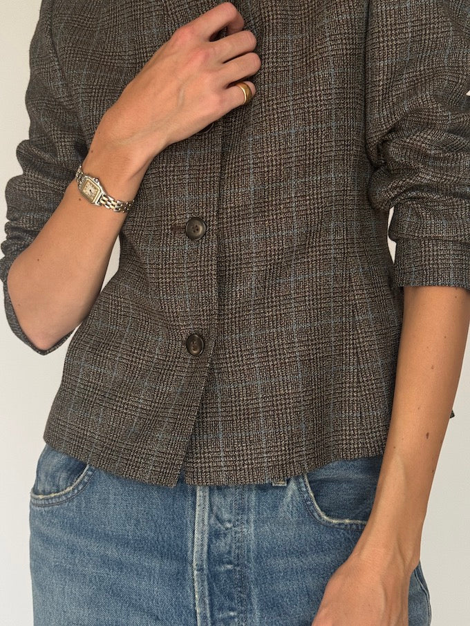 Vintage Checked Fitted Blazer 5868