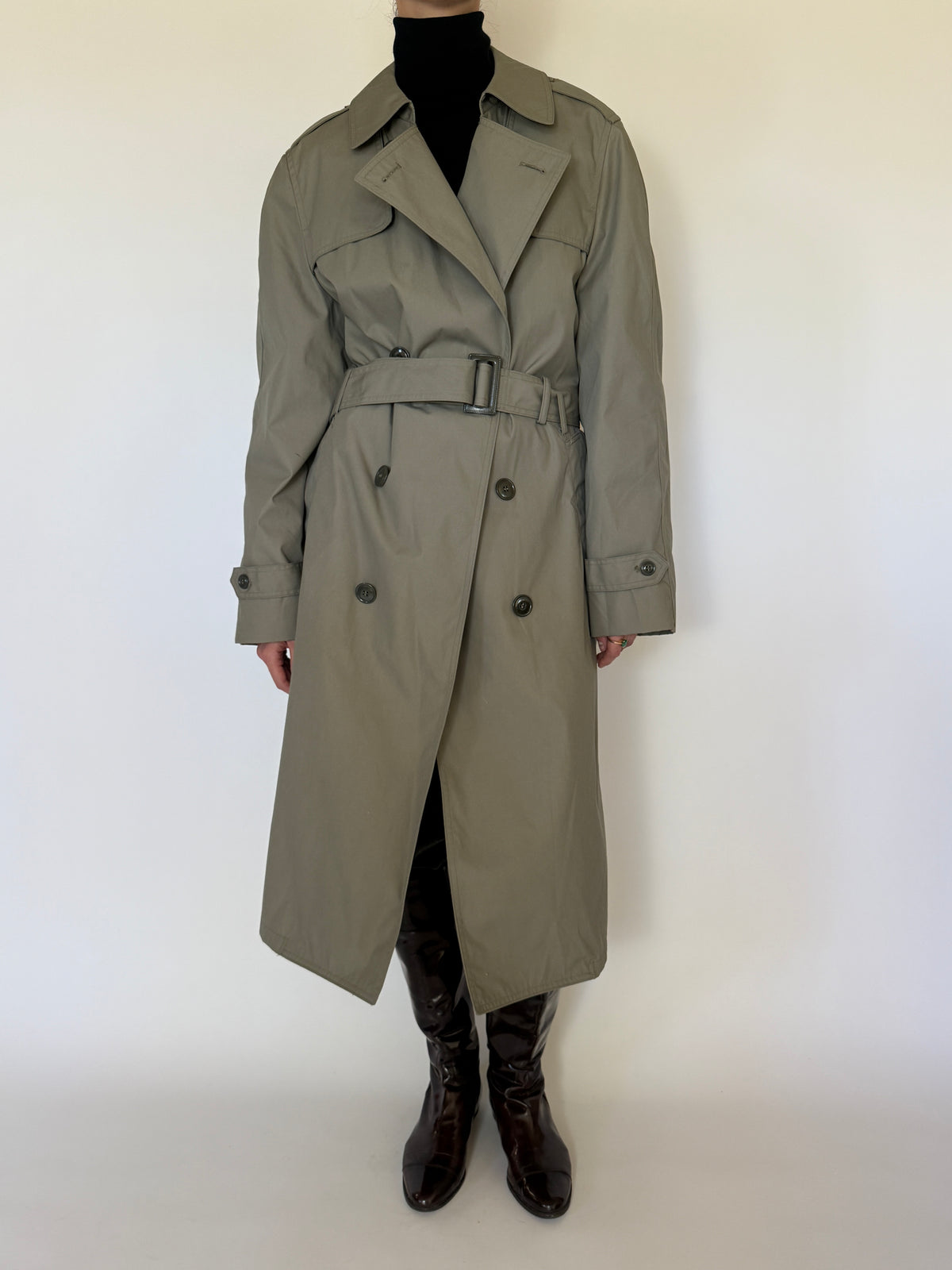 Vintage Double-Breasted Trench Coat Sage 7564