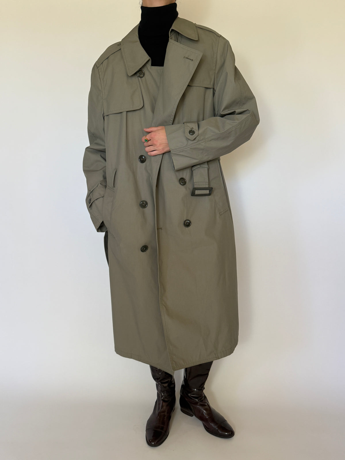 Vintage Double-Breasted Trench Coat Sage 7564