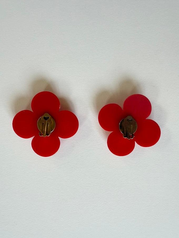 Vintage flower earrings red