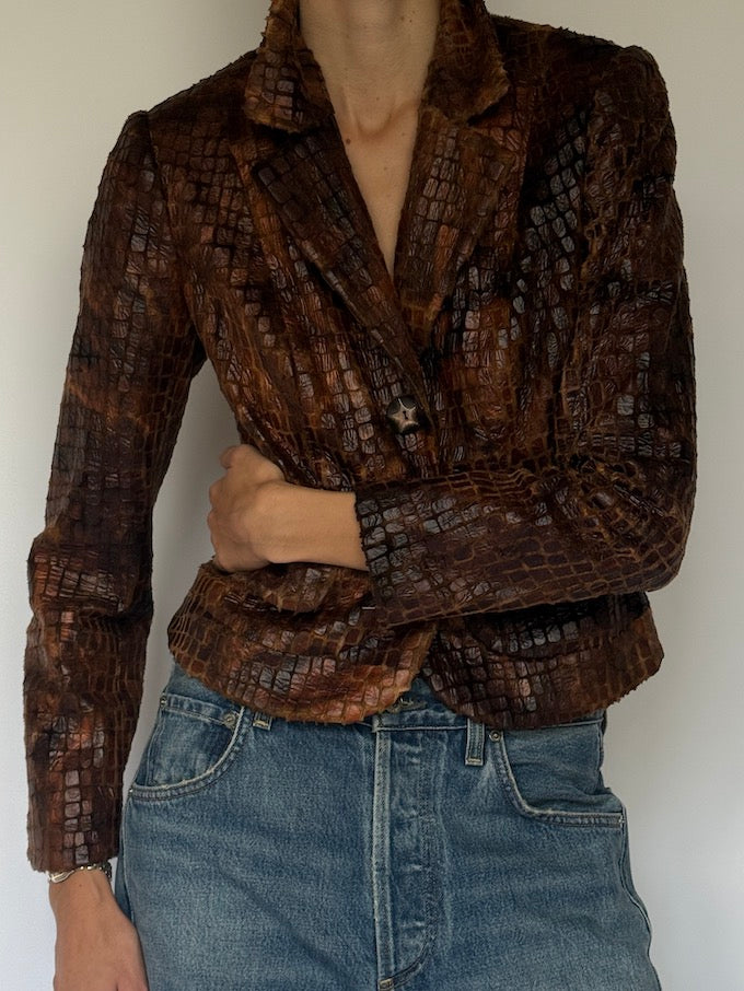 Vintage Croc-Embossed Blazer 6637