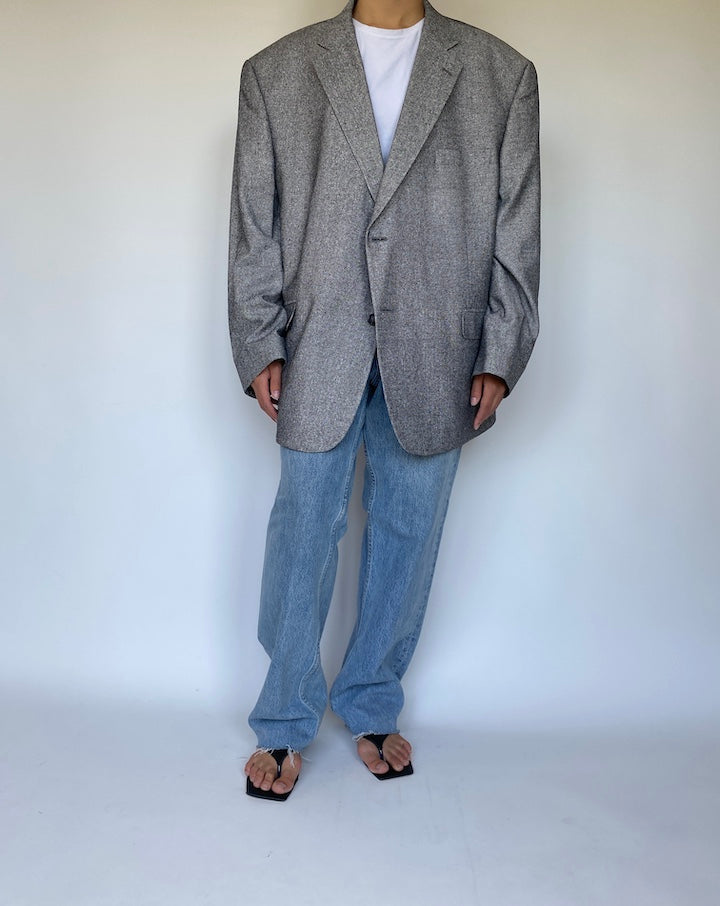 VINTAGE OVERSIZED GREY SILK BLAZER 3354