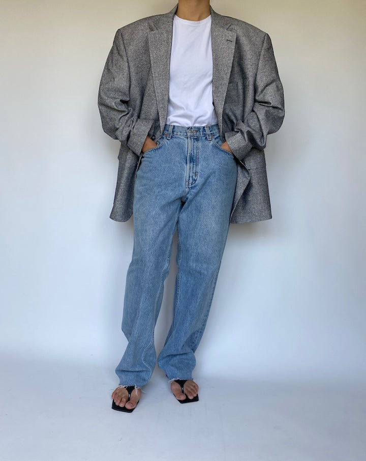 VINTAGE OVERSIZED GREY SILK BLAZER 3354